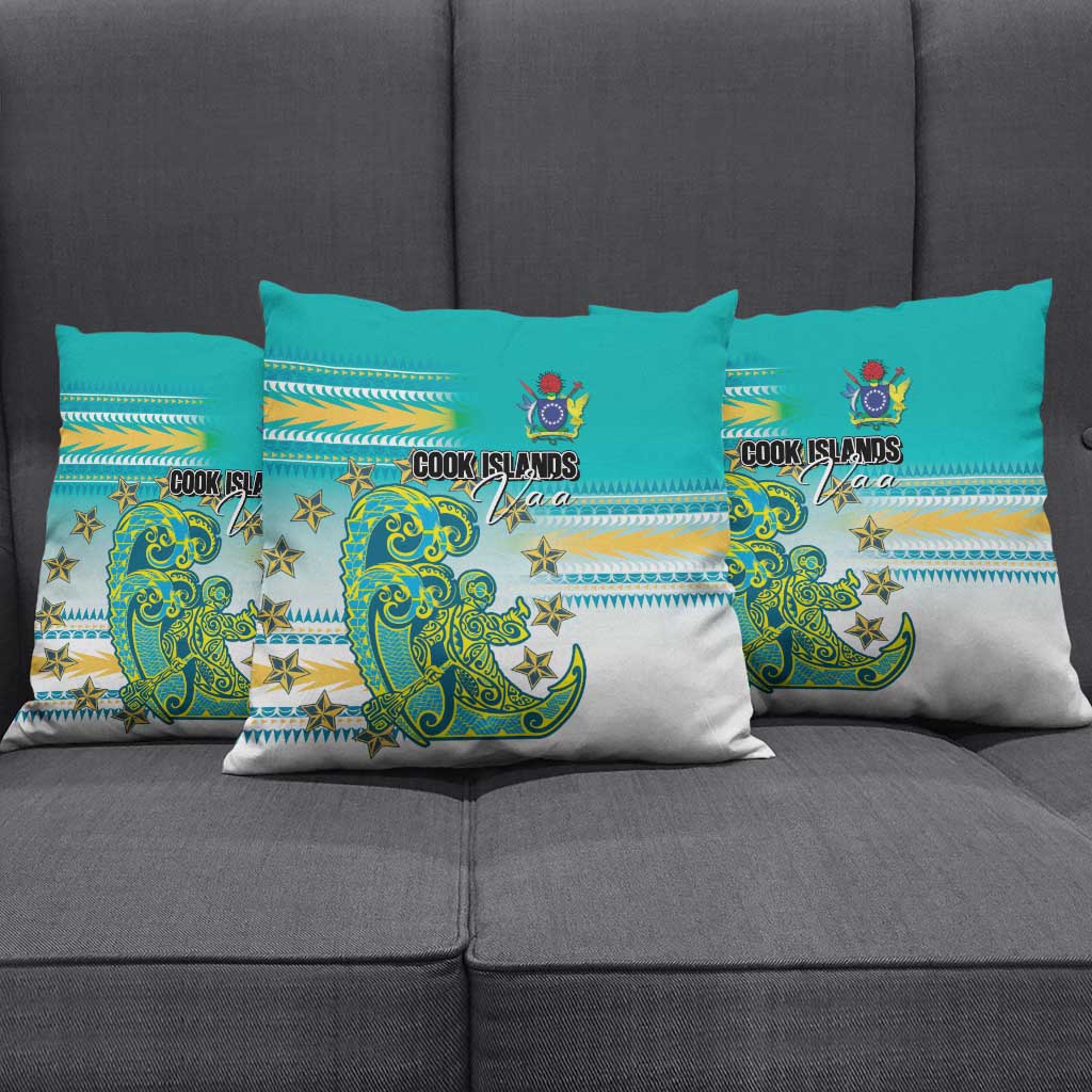 Cook Islands Va'a Race Pillow Cover Te Tatau Tattoos Sporty Style Turquoise Color LT03 - Polynesian Pride