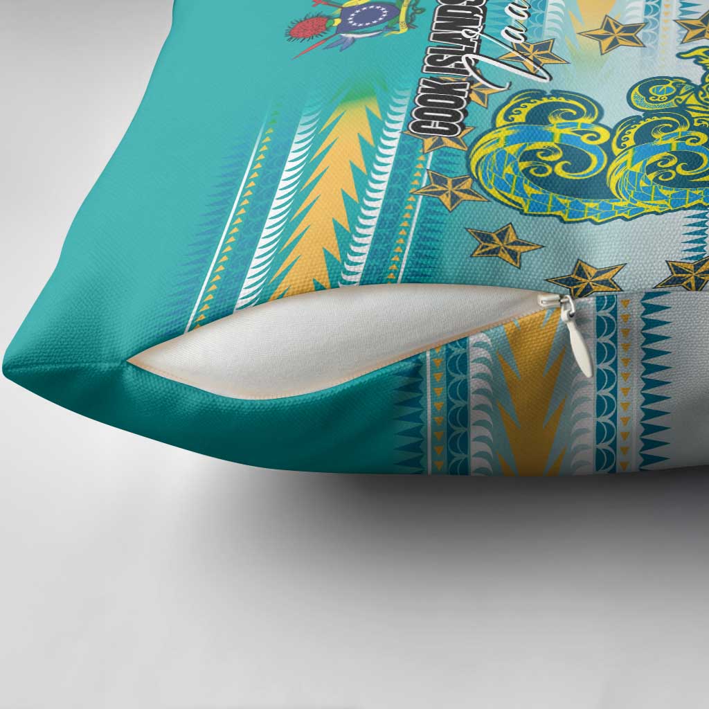 Cook Islands Va'a Race Pillow Cover Te Tatau Tattoos Sporty Style Turquoise Color LT03 - Polynesian Pride