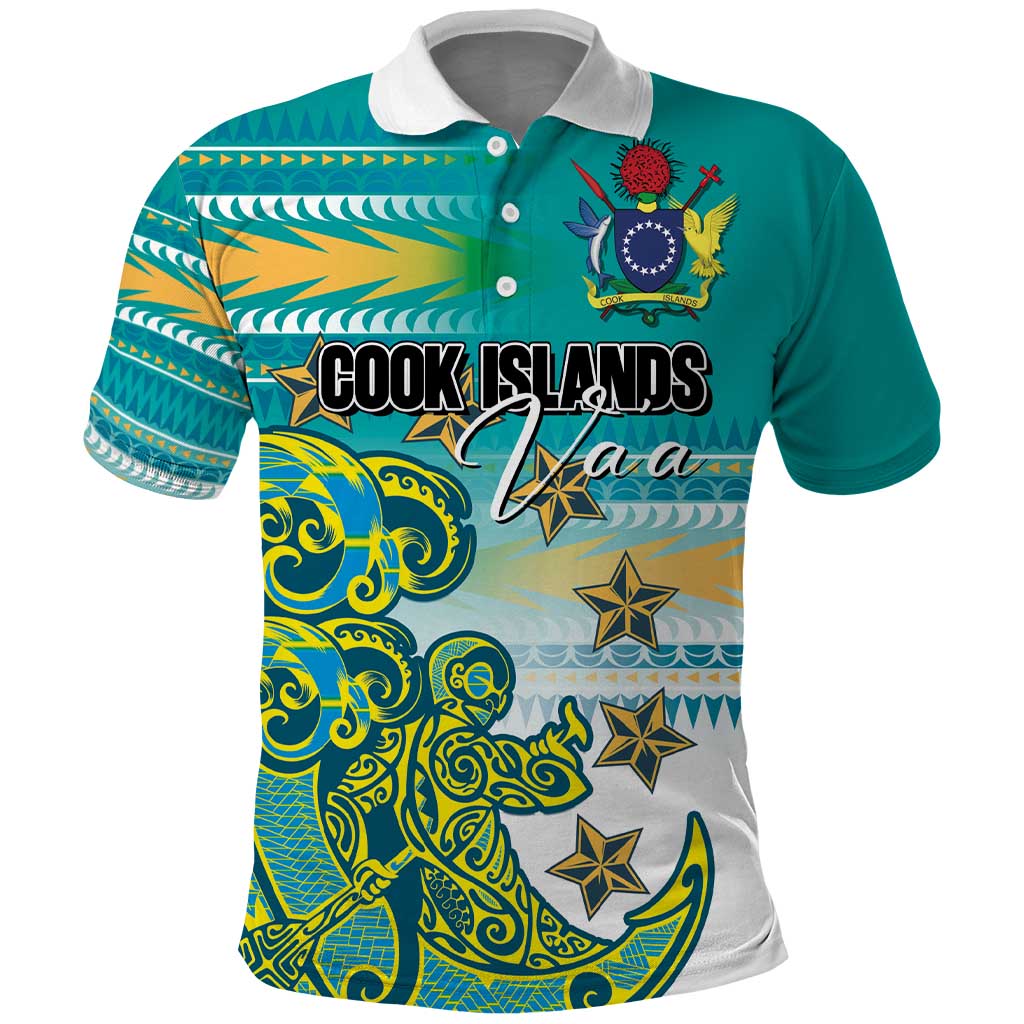 Personalised Cook Islands Va'a Race Polo Shirt Te Tatau Tattoos Sporty Style Turquoise Color LT03 Turquoise - Polynesian Pride