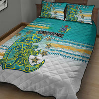 Cook Islands Va'a Race Quilt Bed Set Te Tatau Tattoos Sporty Style Turquoise Color LT03 - Polynesian Pride