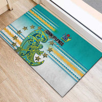 Cook Islands Va'a Race Rubber Doormat Te Tatau Tattoos Sporty Style Turquoise Color LT03 - Polynesian Pride