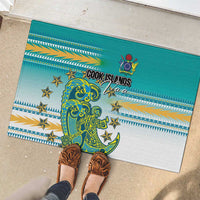 Cook Islands Va'a Race Rubber Doormat Te Tatau Tattoos Sporty Style Turquoise Color LT03 - Polynesian Pride