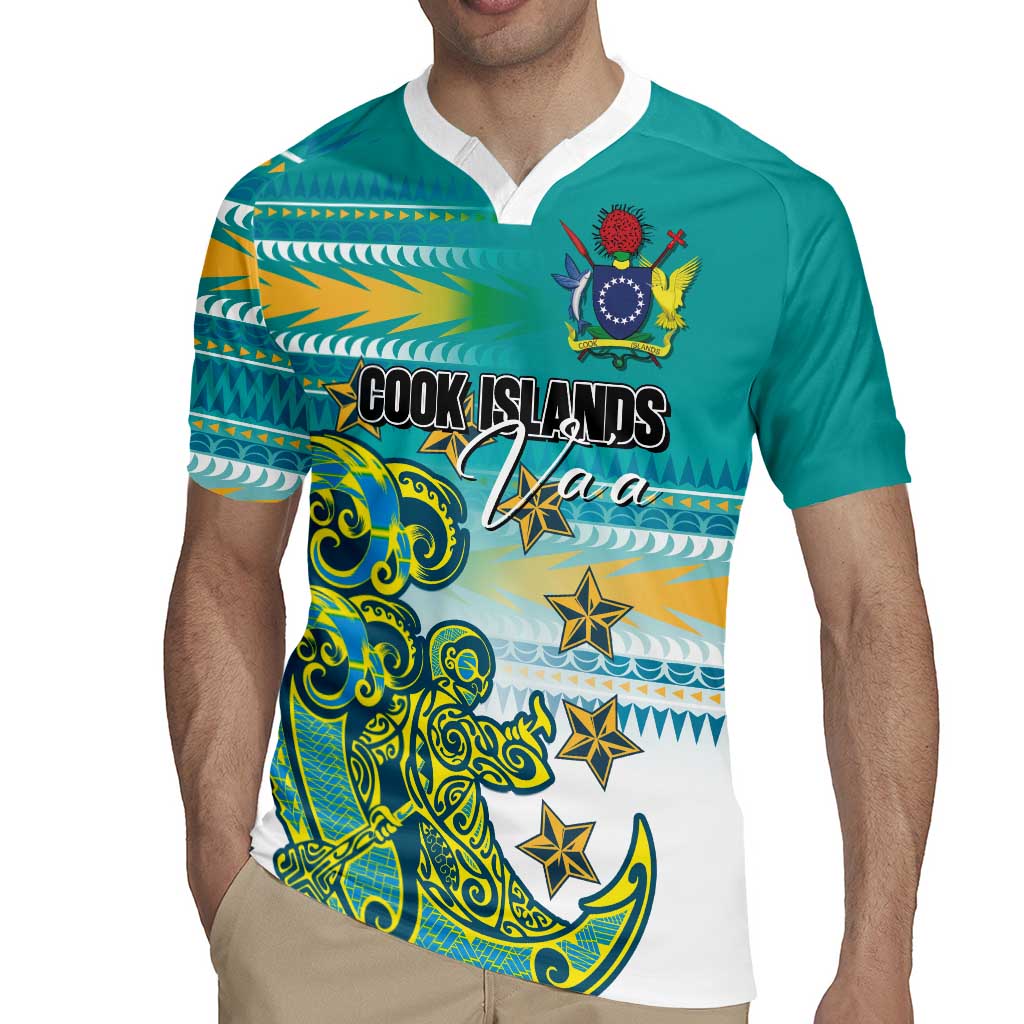 Personalised Cook Islands Va'a Race Rugby Jersey Te Tatau Tattoos Sporty Style Turquoise Color LT03 - Polynesian Pride
