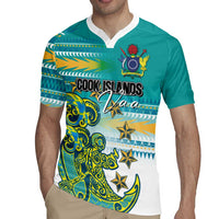 Personalised Cook Islands Va'a Race Rugby Jersey Te Tatau Tattoos Sporty Style Turquoise Color LT03 - Polynesian Pride