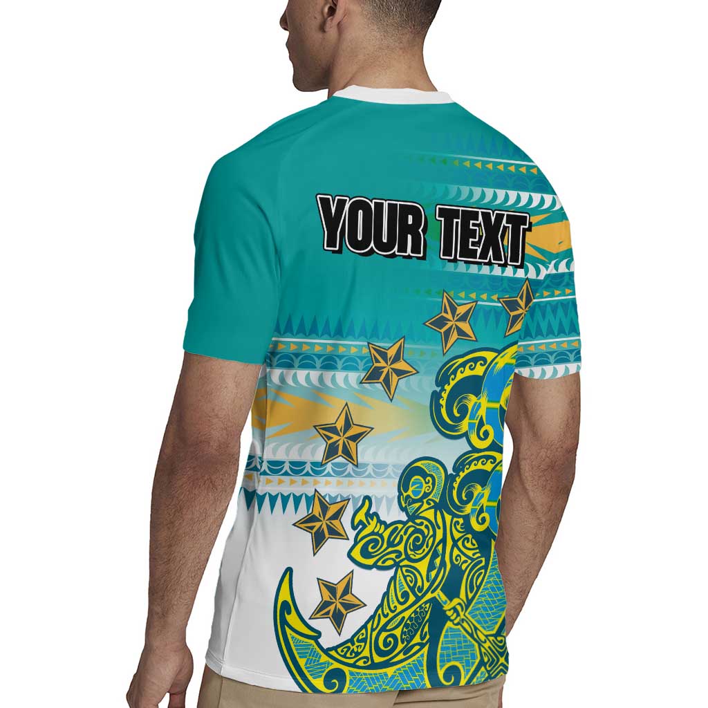 Personalised Cook Islands Va'a Race Rugby Jersey Te Tatau Tattoos Sporty Style Turquoise Color LT03 - Polynesian Pride