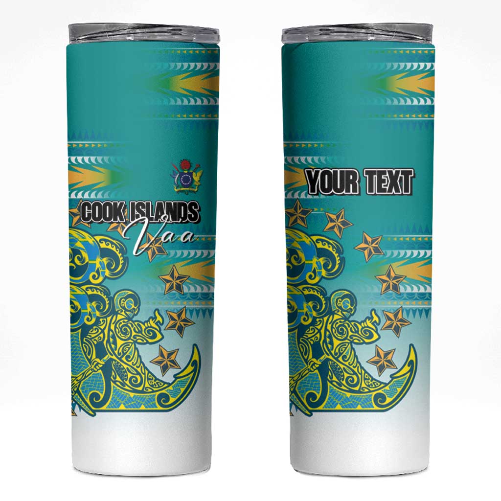 Personalised Cook Islands Va'a Race Skinny Tumbler Te Tatau Tattoos Sporty Style Turquoise Color LT03 Turquoise - Polynesian Pride