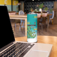 Personalised Cook Islands Va'a Race Skinny Tumbler Te Tatau Tattoos Sporty Style Turquoise Color LT03 - Polynesian Pride