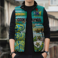 Personalised Cook Islands Va'a Race Sleeveless Puffer Jacket Te Tatau Tattoos Sporty Style Turquoise Color LT03 - Polynesian Pride