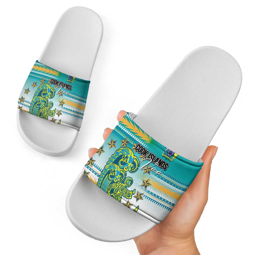 Cook Islands Va'a Race Slide Sandals Te Tatau Tattoos Sporty Style Turquoise Color LT03 - Polynesian Pride