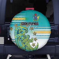 Cook Islands Va'a Race Spare Tire Cover Te Tatau Tattoos Sporty Style Turquoise Color LT03 No hole Turquoise - Polynesian Pride