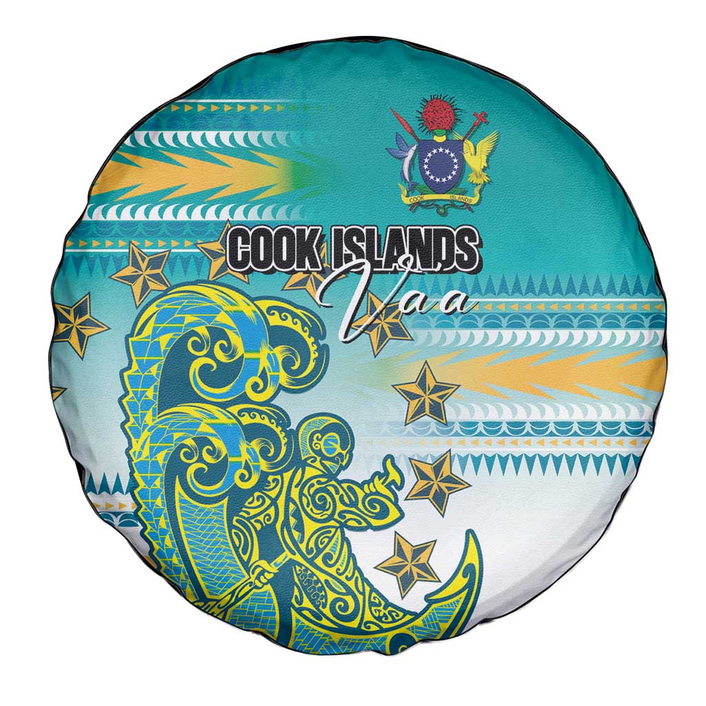 Cook Islands Va'a Race Spare Tire Cover Te Tatau Tattoos Sporty Style Turquoise Color LT03 - Polynesian Pride