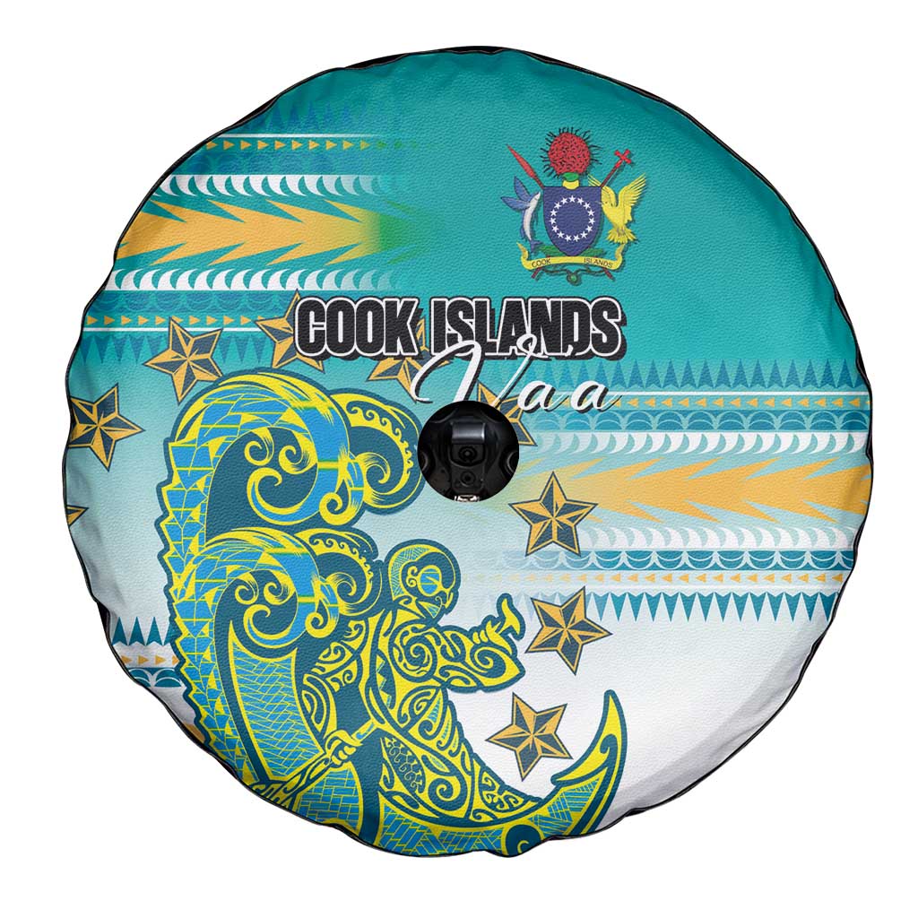 Cook Islands Va'a Race Spare Tire Cover Te Tatau Tattoos Sporty Style Turquoise Color LT03 - Polynesian Pride