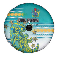 Cook Islands Va'a Race Spare Tire Cover Te Tatau Tattoos Sporty Style Turquoise Color LT03 - Polynesian Pride