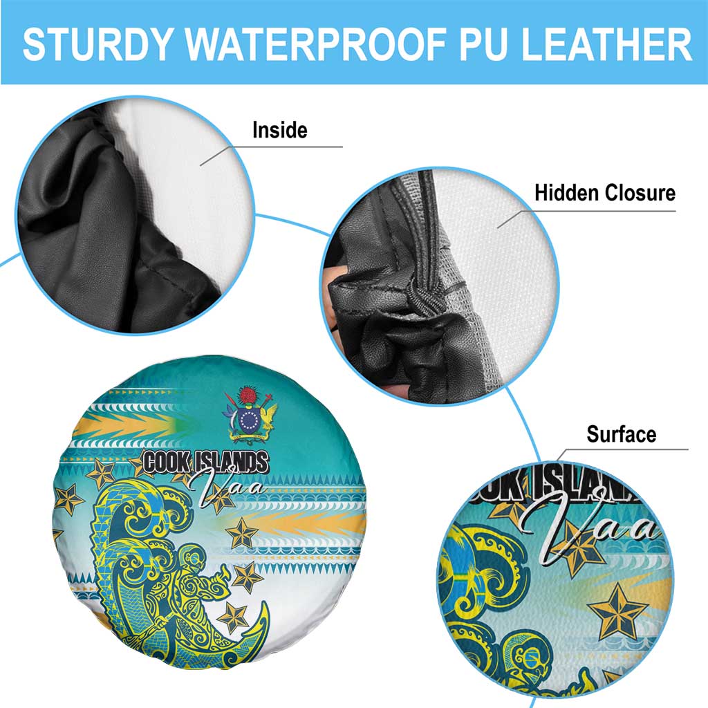 Cook Islands Va'a Race Spare Tire Cover Te Tatau Tattoos Sporty Style Turquoise Color LT03 - Polynesian Pride