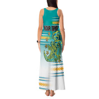 Personalised Cook Islands Va'a Race Tank Maxi Dress Te Tatau Tattoos Sporty Style Turquoise Color LT03 - Polynesian Pride