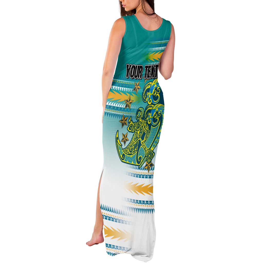 Personalised Cook Islands Va'a Race Tank Maxi Dress Te Tatau Tattoos Sporty Style Turquoise Color LT03 - Polynesian Pride