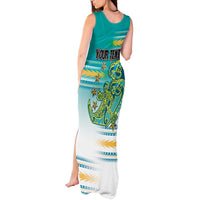 Personalised Cook Islands Va'a Race Tank Maxi Dress Te Tatau Tattoos Sporty Style Turquoise Color LT03 - Polynesian Pride