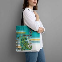 Cook Islands Va'a Race Tote Bag Te Tatau Tattoos Sporty Style Turquoise Color LT03 - Polynesian Pride