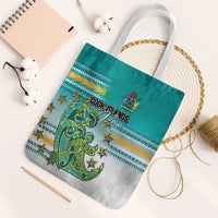 Cook Islands Va'a Race Tote Bag Te Tatau Tattoos Sporty Style Turquoise Color LT03 White Strap One Size Turquoise - Polynesian Pride