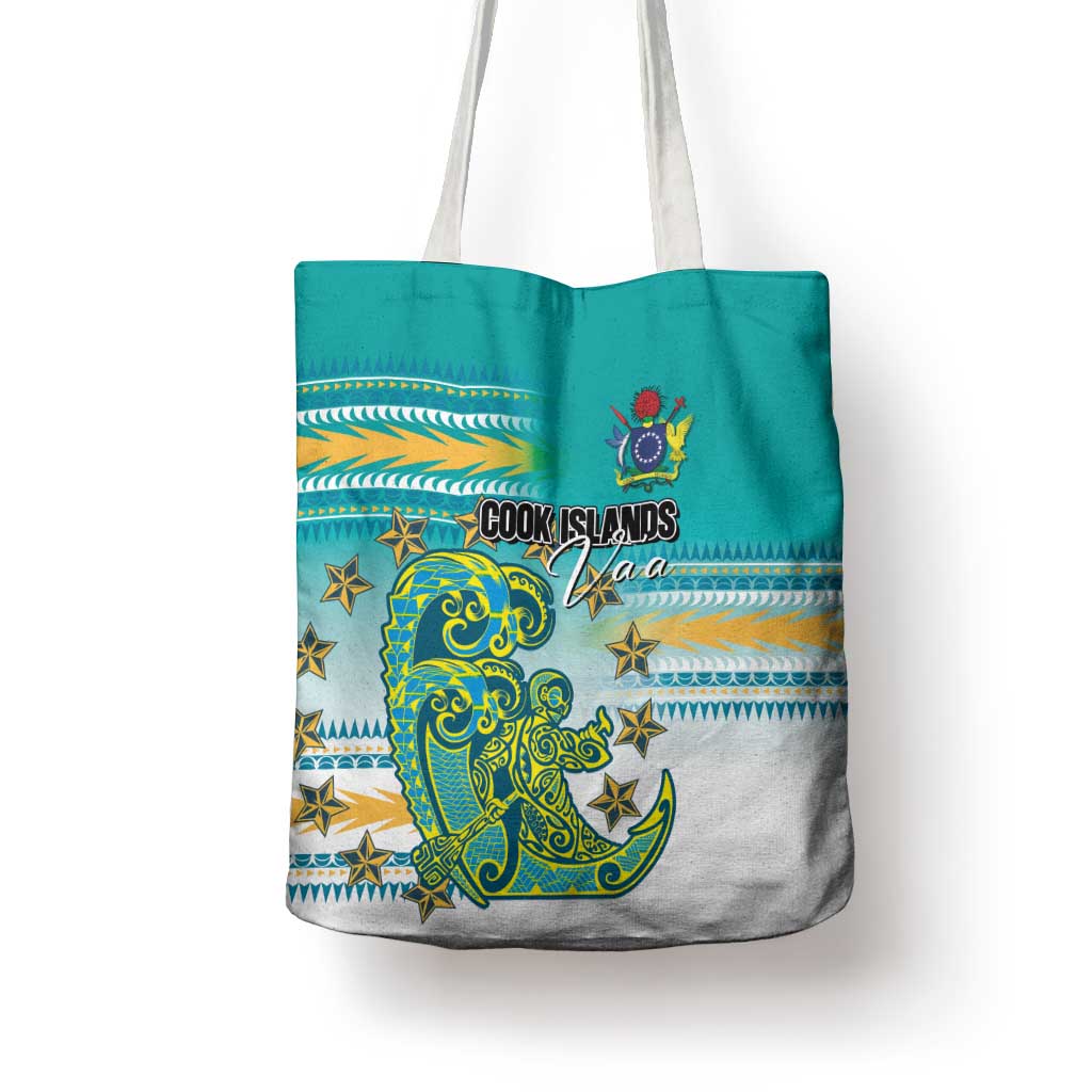 Cook Islands Va'a Race Tote Bag Te Tatau Tattoos Sporty Style Turquoise Color LT03 - Polynesian Pride