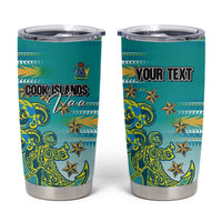 Personalised Cook Islands Va'a Race Tumbler Cup Te Tatau Tattoos Sporty Style Turquoise Color LT03 Turquoise - Polynesian Pride