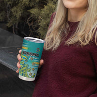 Personalised Cook Islands Va'a Race Tumbler Cup Te Tatau Tattoos Sporty Style Turquoise Color LT03 - Polynesian Pride