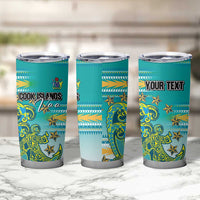 Personalised Cook Islands Va'a Race Tumbler Cup Te Tatau Tattoos Sporty Style Turquoise Color LT03 - Polynesian Pride