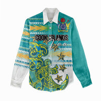 Personalised Cook Islands Va'a Race Women Casual Shirt Te Tatau Tattoos Sporty Style Turquoise Color LT03 - Polynesian Pride