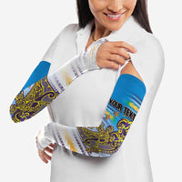 Personalised Cook Islands Va'a Race Arm Sleeves Te Tatau Tattoos Sporty Style Glory Blue Color LT03 - Polynesian Pride
