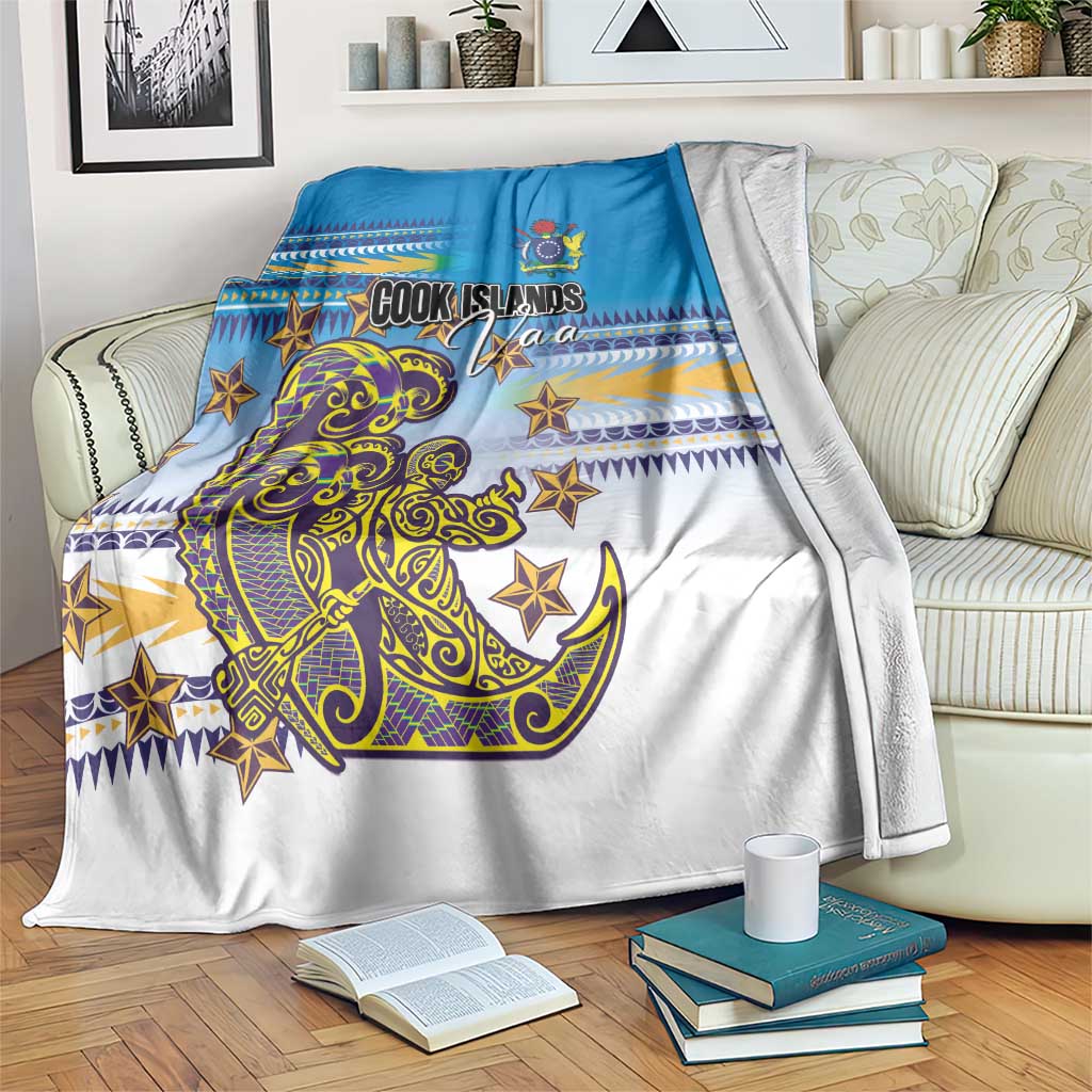 Cook Islands Va'a Race Blanket Te Tatau Tattoos Sporty Style Glory Blue Color - Polynesian Pride