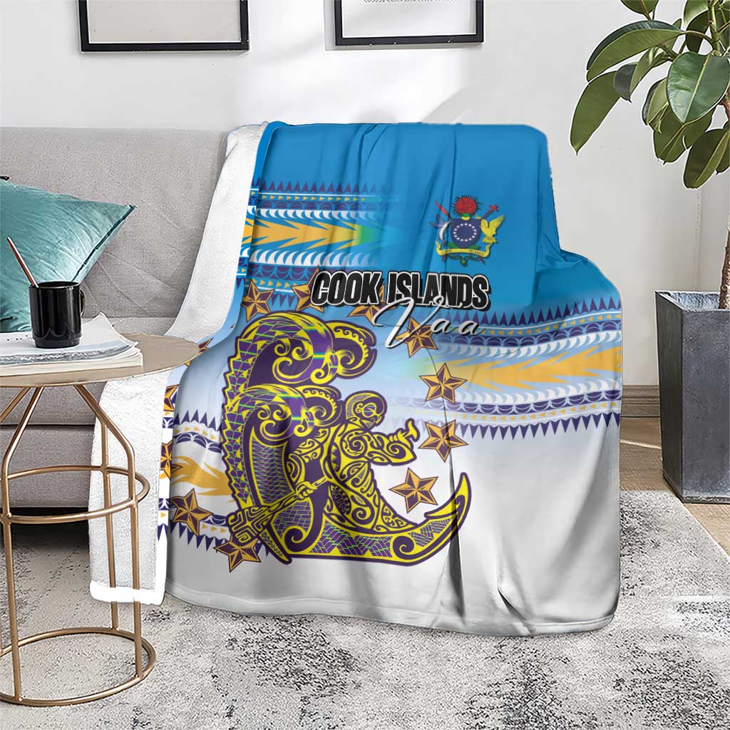 Cook Islands Va'a Race Blanket Te Tatau Tattoos Sporty Style Glory Blue Color - Polynesian Pride
