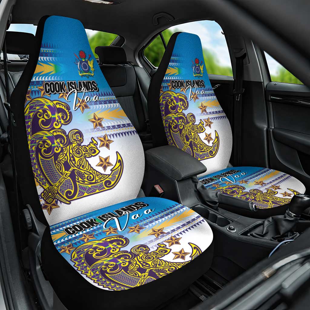 Cook Islands Va'a Race Car Seat Cover Te Tatau Tattoos Sporty Style Glory Blue Color LT03 One Size Blue - Polynesian Pride