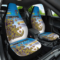 Cook Islands Va'a Race Car Seat Cover Te Tatau Tattoos Sporty Style Glory Blue Color LT03 One Size Blue - Polynesian Pride