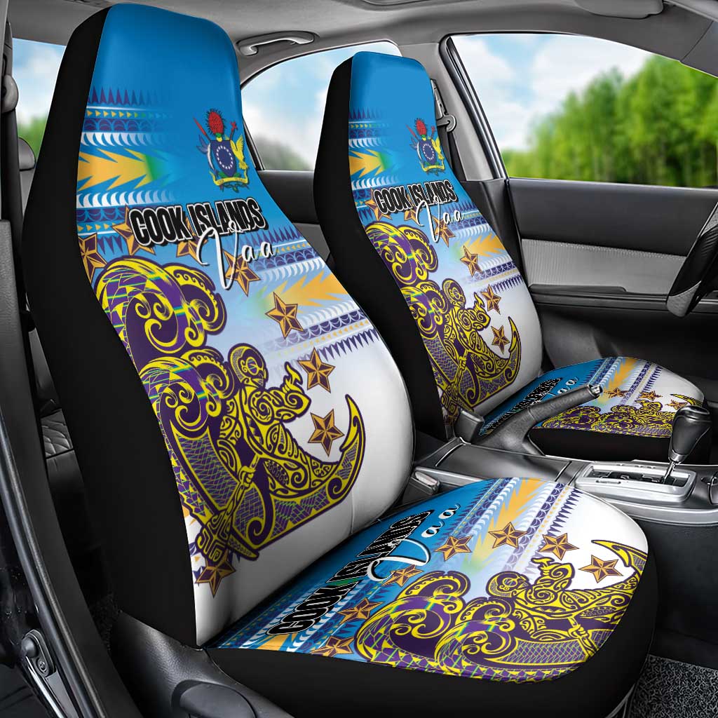 Cook Islands Va'a Race Car Seat Cover Te Tatau Tattoos Sporty Style Glory Blue Color LT03 - Polynesian Pride