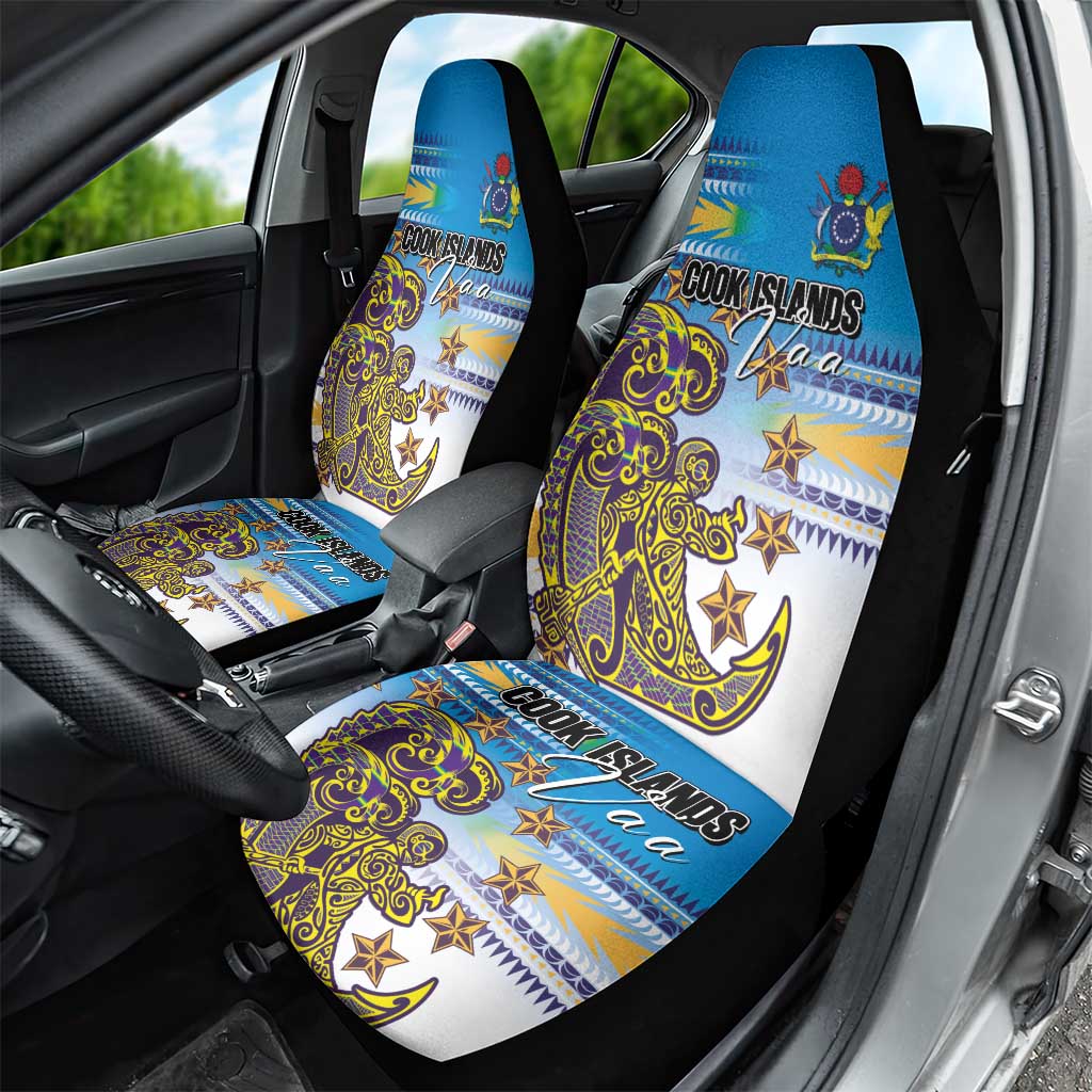 Cook Islands Va'a Race Car Seat Cover Te Tatau Tattoos Sporty Style Glory Blue Color LT03 - Polynesian Pride