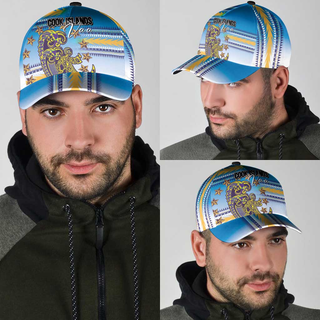 Cook Islands Va'a Race Classic Cap Te Tatau Tattoos Sporty Style Glory Blue Color - Polynesian Pride