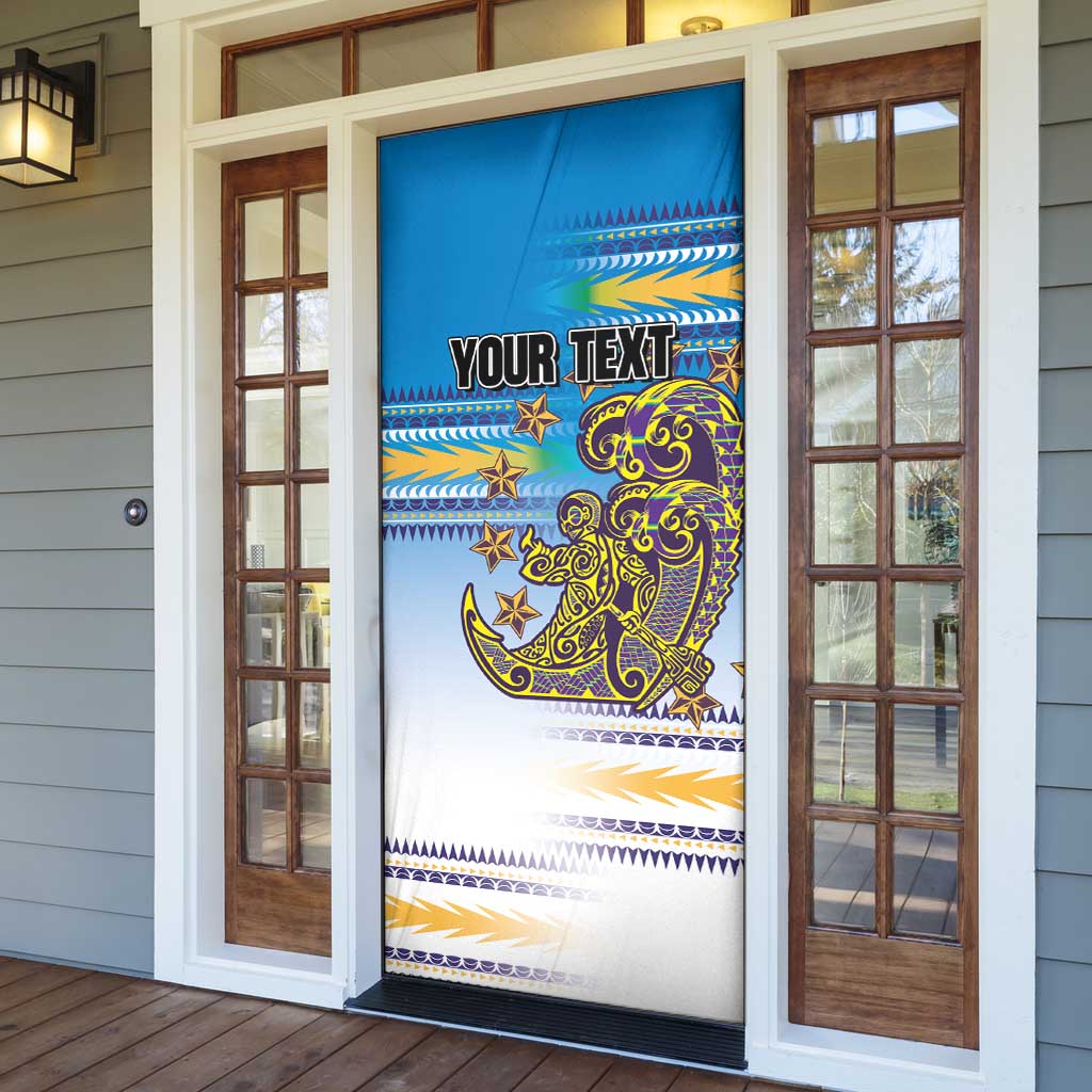 Personalised Cook Islands Va'a Race Door Cover Te Tatau Tattoos Sporty Style Glory Blue Color LT03 - Polynesian Pride