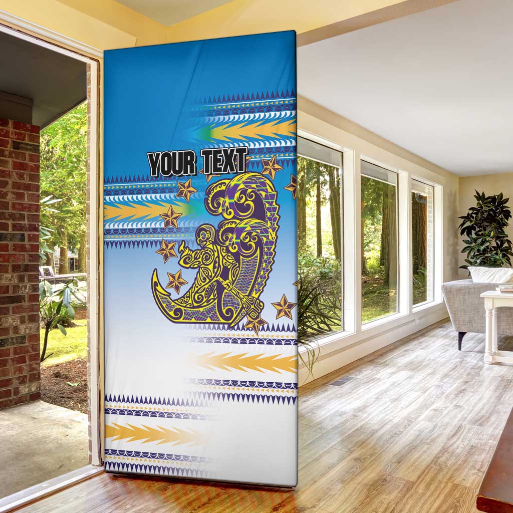 Personalised Cook Islands Va'a Race Door Cover Te Tatau Tattoos Sporty Style Glory Blue Color LT03 - Polynesian Pride
