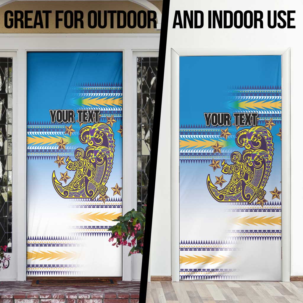 Personalised Cook Islands Va'a Race Door Cover Te Tatau Tattoos Sporty Style Glory Blue Color LT03 - Polynesian Pride