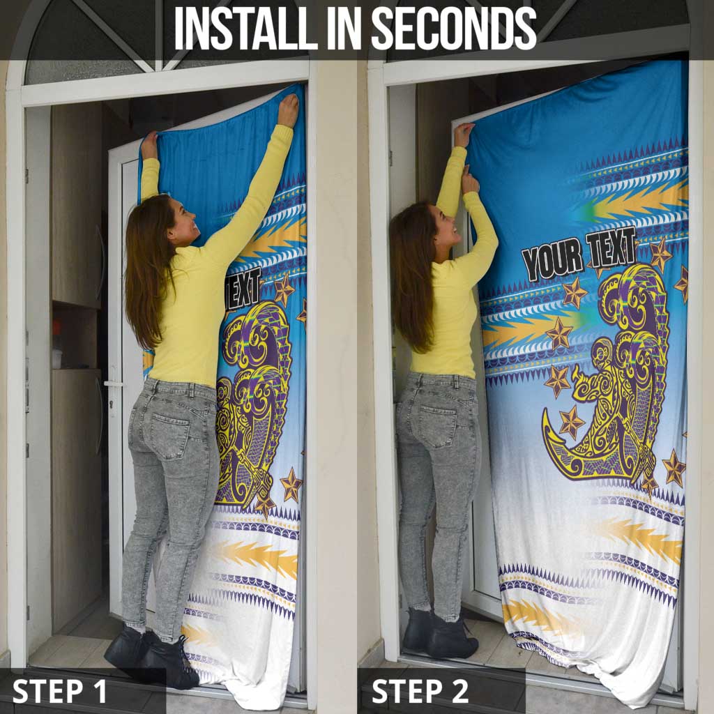 Personalised Cook Islands Va'a Race Door Cover Te Tatau Tattoos Sporty Style Glory Blue Color LT03 - Polynesian Pride