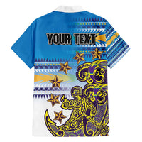 Personalised Cook Islands Va'a Race Family Matching Long Sleeve Bodycon Dress and Hawaiian Shirt Te Tatau Tattoos Sporty Style Glory Blue Color LT03 - Polynesian Pride