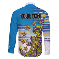 Personalised Cook Islands Va'a Race Family Matching Off Shoulder Maxi Dress and Hawaiian Shirt Te Tatau Tattoos Sporty Style Glory Blue Color LT03 - Polynesian Pride
