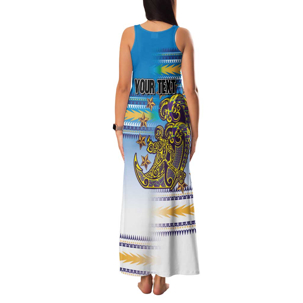Personalised Cook Islands Va'a Race Family Matching Tank Maxi Dress and Hawaiian Shirt Te Tatau Tattoos Sporty Style Glory Blue Color LT03 - Polynesian Pride