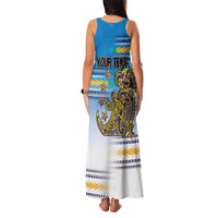 Personalised Cook Islands Va'a Race Family Matching Tank Maxi Dress and Hawaiian Shirt Te Tatau Tattoos Sporty Style Glory Blue Color LT03 - Polynesian Pride