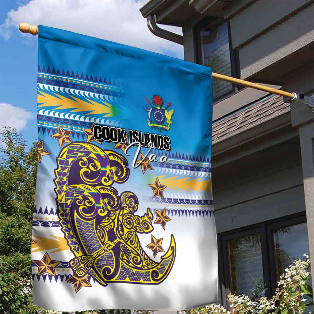 Cook Islands Va'a Race Garden Flag Te Tatau Tattoos Sporty Style Glory Blue Color LT03 - Polynesian Pride