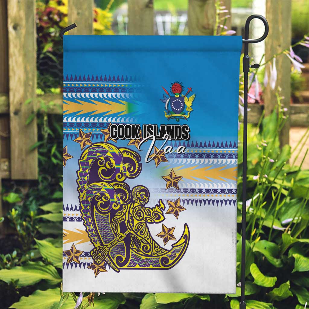 Cook Islands Va'a Race Garden Flag Te Tatau Tattoos Sporty Style Glory Blue Color LT03 Garden Flag Blue - Polynesian Pride