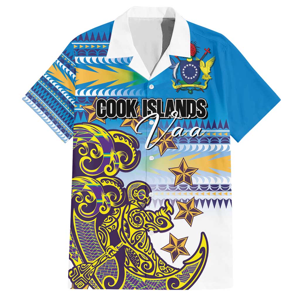 Personalised Cook Islands Va'a Race Hawaiian Shirt Te Tatau Tattoos Sporty Style Glory Blue Color LT03 Blue - Polynesian Pride