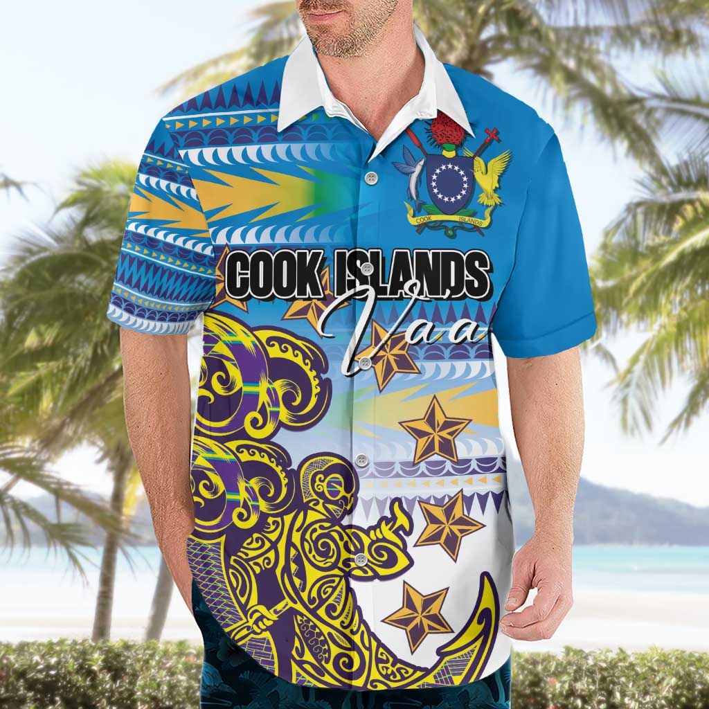 Personalised Cook Islands Va'a Race Hawaiian Shirt Te Tatau Tattoos Sporty Style Glory Blue Color LT03 - Polynesian Pride