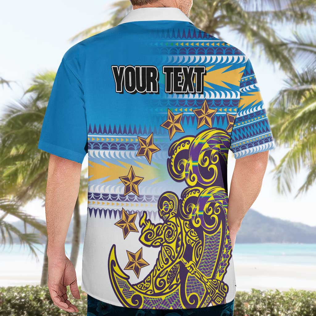 Personalised Cook Islands Va'a Race Hawaiian Shirt Te Tatau Tattoos Sporty Style Glory Blue Color LT03 - Polynesian Pride
