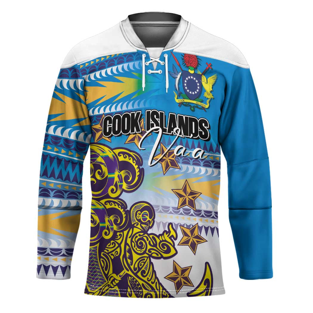 Personalised Cook Islands Va'a Race Hockey Jersey Te Tatau Tattoos Sporty Style Glory Blue Color LT03 Unisex Blue - Polynesian Pride